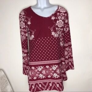 Made by Johnny Women's‎ Boho Cottagecore Blouse Red/White Floral Medium